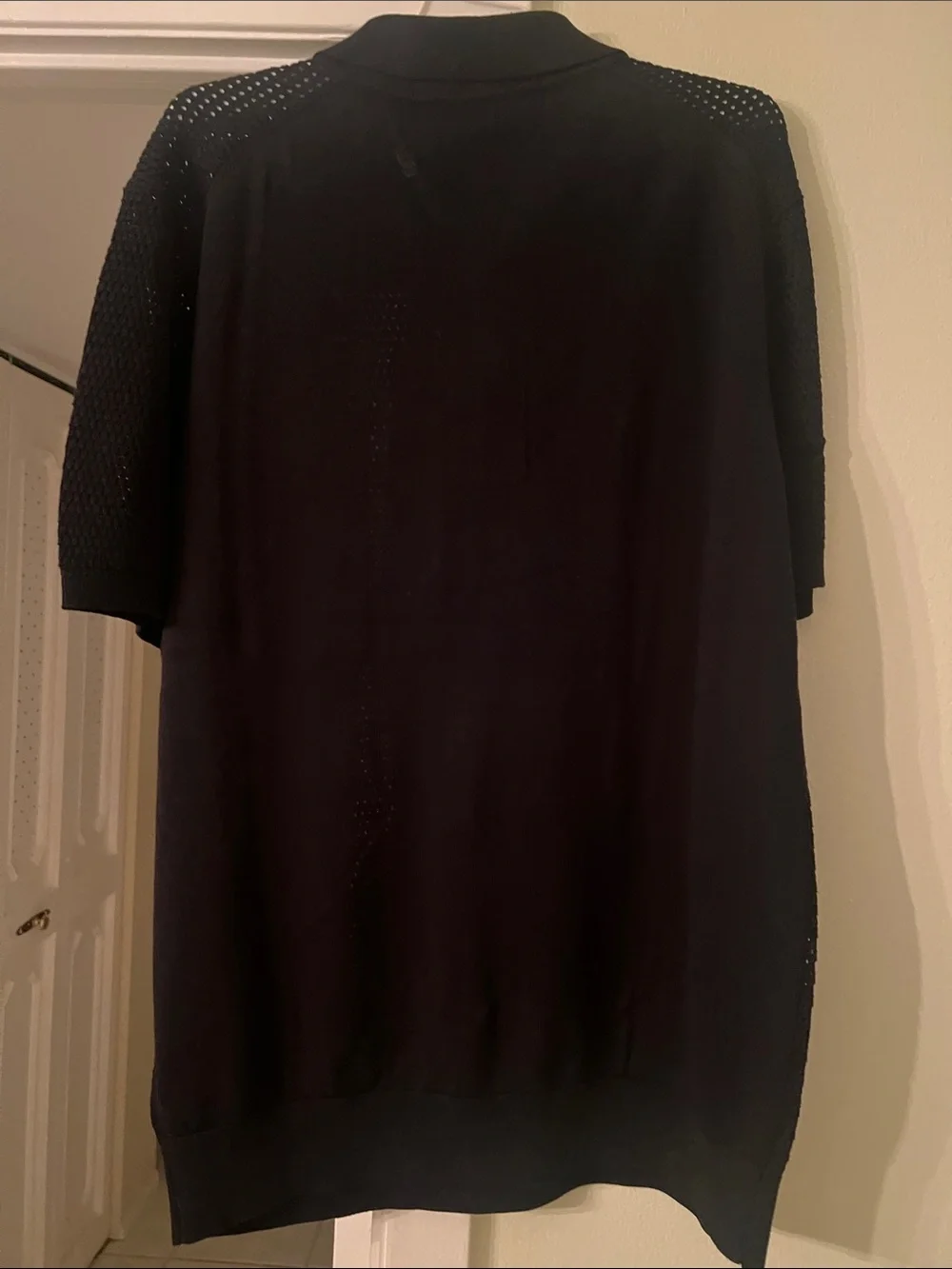 Elie Tahari Black Mesh Half-Zip Polo